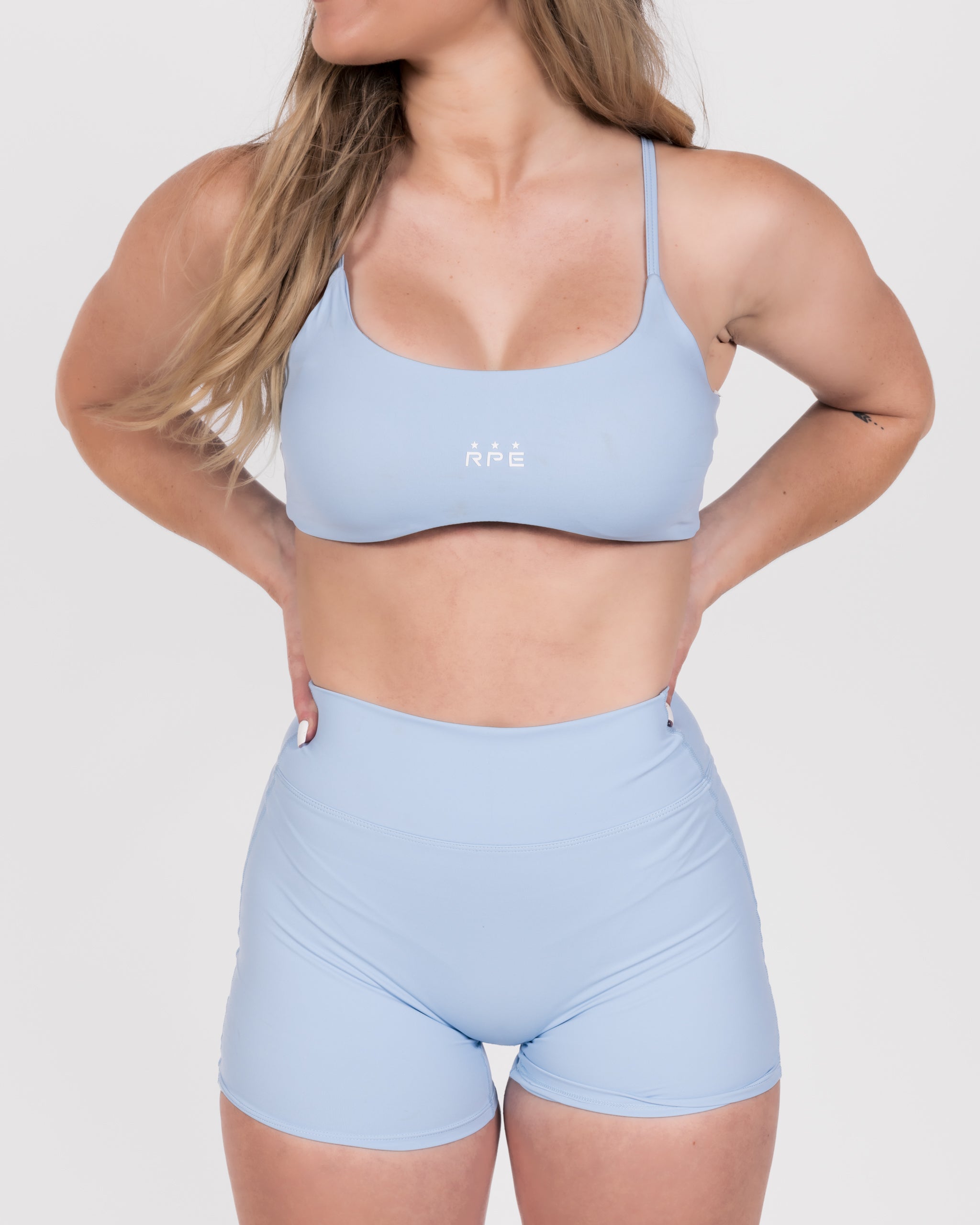 Sculptura baby blue shorts - A sophisticated blend of style and performance .